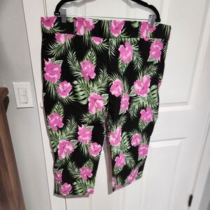 Pinup girl tiki floral capris 4x retro rockabilly
